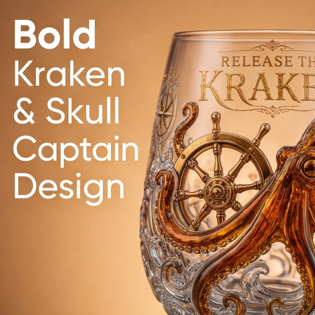 Whiskey Glass with Skull Captain Design