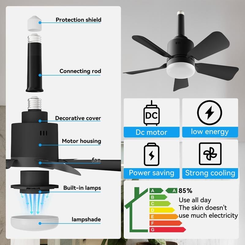 🔥Socket Fan Light with Remote