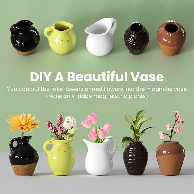 🔥LAST DAY 49% OFF🌸Cute Plant Ceramic Vase Fridge Magnets