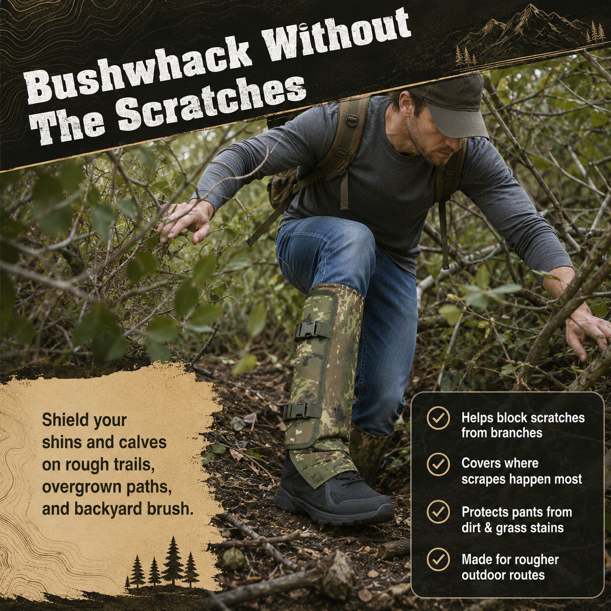🌿 Essentials for outdoor trips🔥-Resistant Outdoor Leg Gaiters