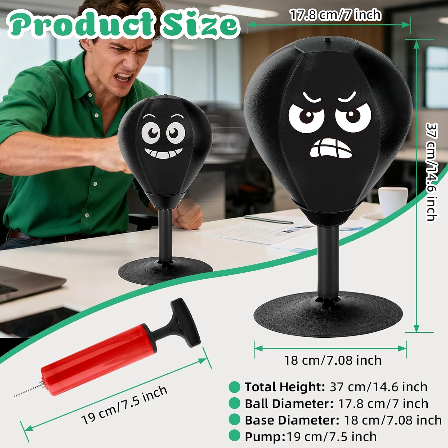 Desktop Punching Bag with Strong Suction Cup, Upgraded Spring Desk Punching Bag, Stress Buster Boxing Training Mini Boxing Ball for Office Home, Funny Stress Relief Gift for Coworkers, Friends