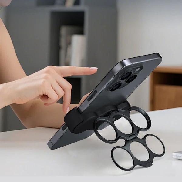 Dual-Ring Three-Finger Back Clip Holder - 360° Rotating Foldable Kickstand, Ultra Strong Clip Holder