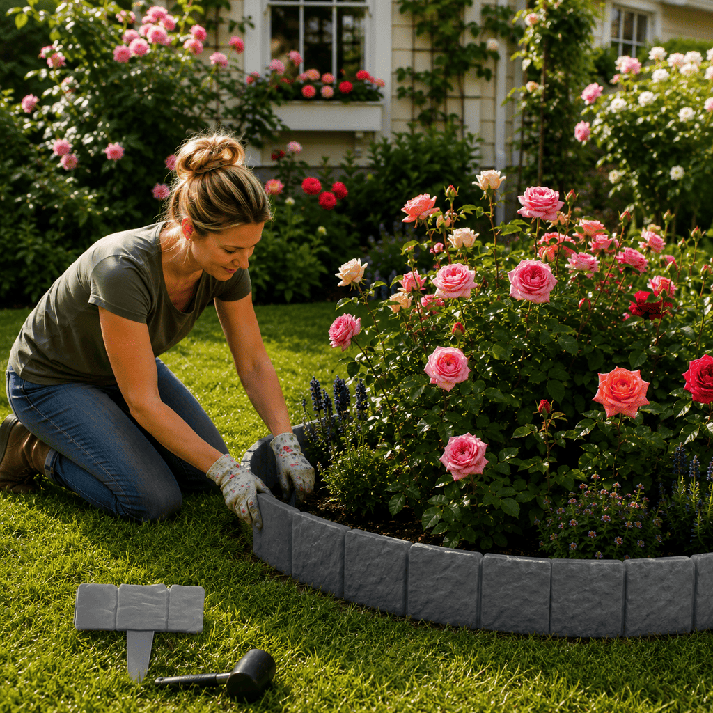 Faux Stone Landscape Edging Border with Realistic Natural Rock Appearance