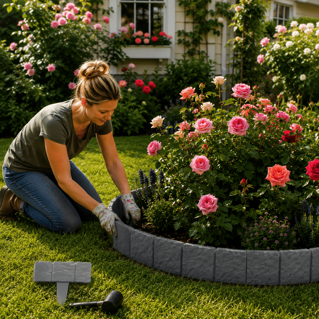 Faux Stone Landscape Edging Border with Realistic Natural Rock Appearance