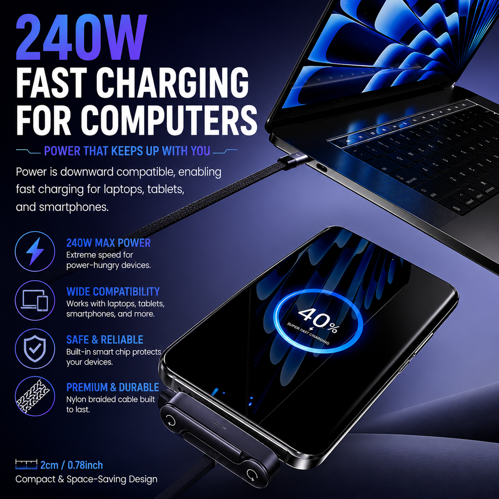 240W Fast-Charging Multifunctional Phone Stand Data Cable