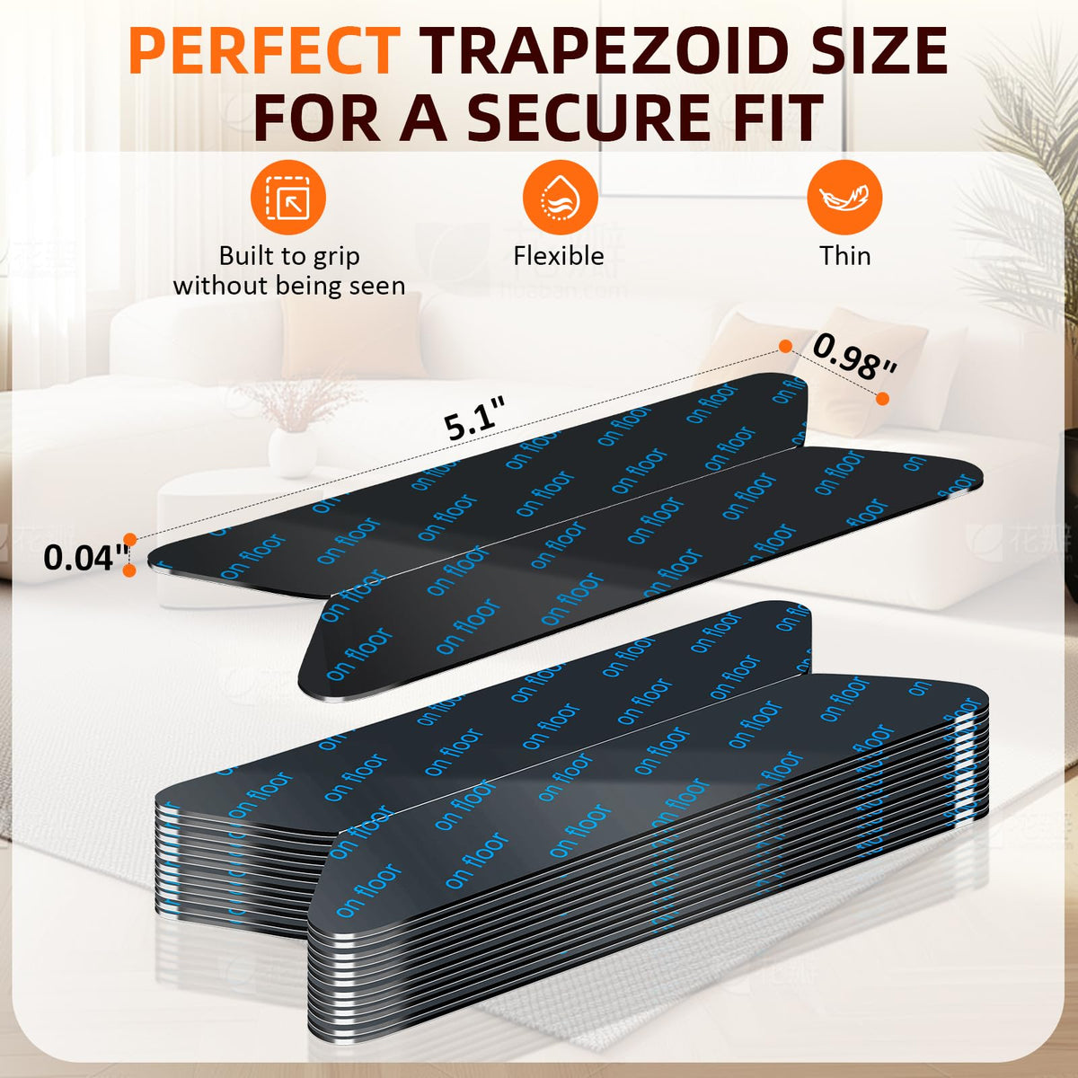 32 Pack Reusable Carpet Grippers with Anti-Slip Tape