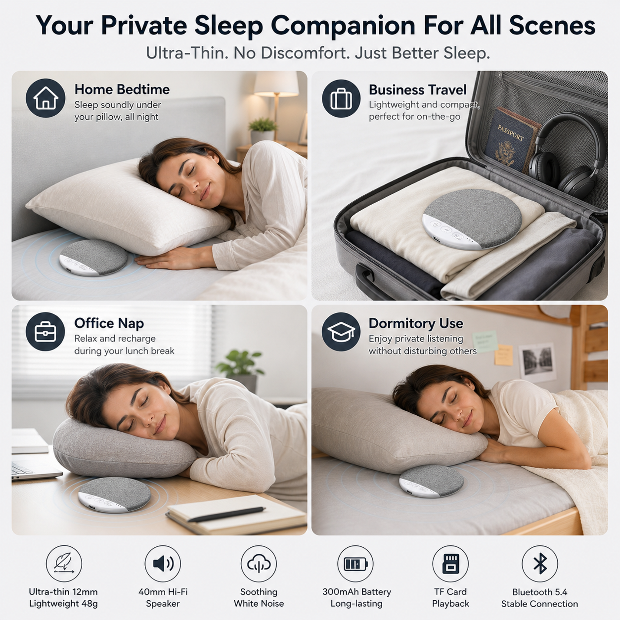 Ultra-thin under-pillow sleep-aid speaker / Bluetooth speaker