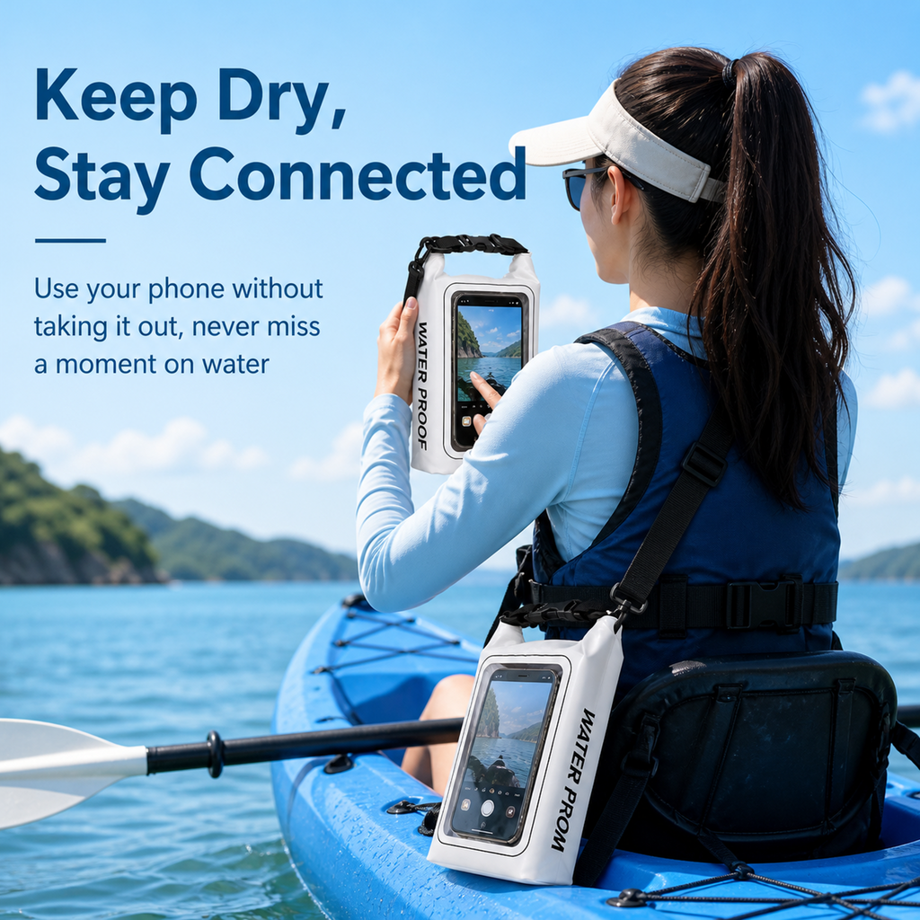 2-liter roll-type waterproof storage bag with touchscreen phone case