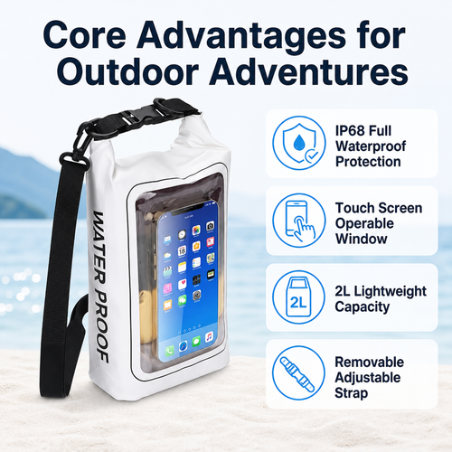 2-liter roll-type waterproof storage bag with touchscreen phone case