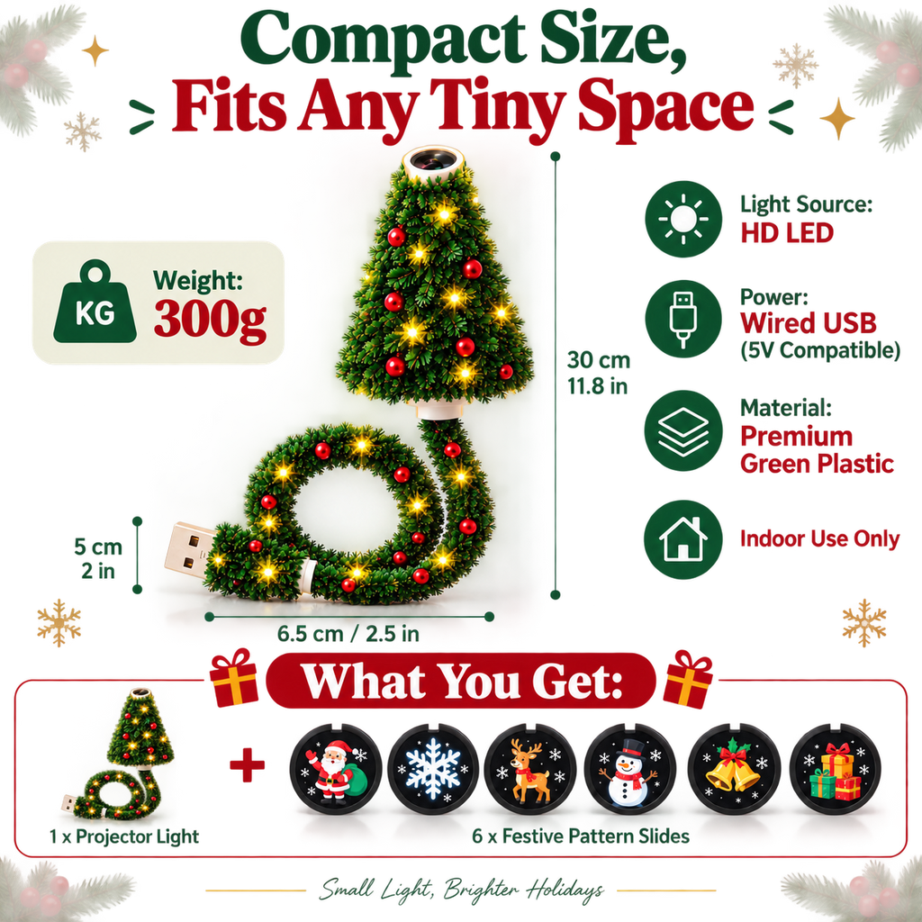 HD USB Christmas tree projector light