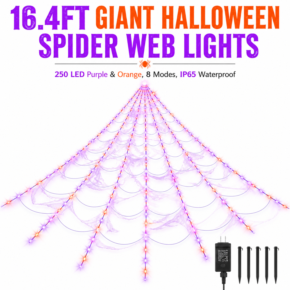 Halloween Spiderweb String Lights