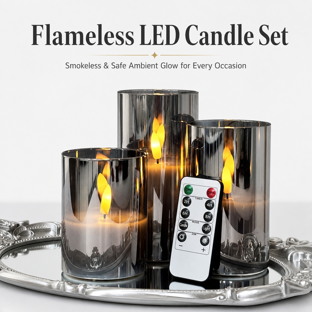 Three-piece LED electronic candle set