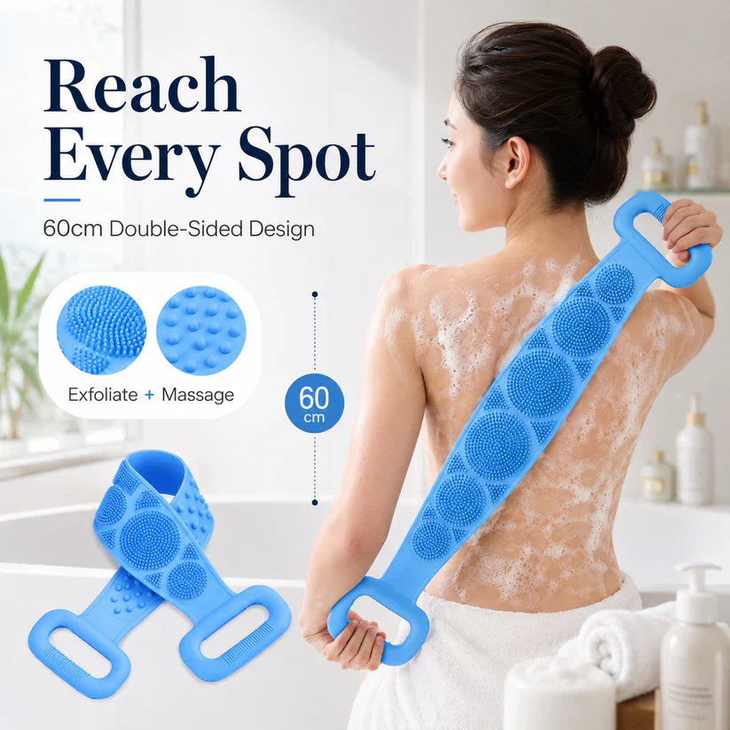 🛁 Double-Sided Silicone Back Scrubber – Long Exfoliating Bath Brush
