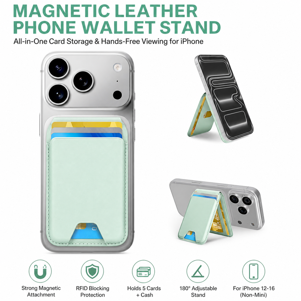 Magnetic leather phone case (with adjustable bracket) Magnetic clip