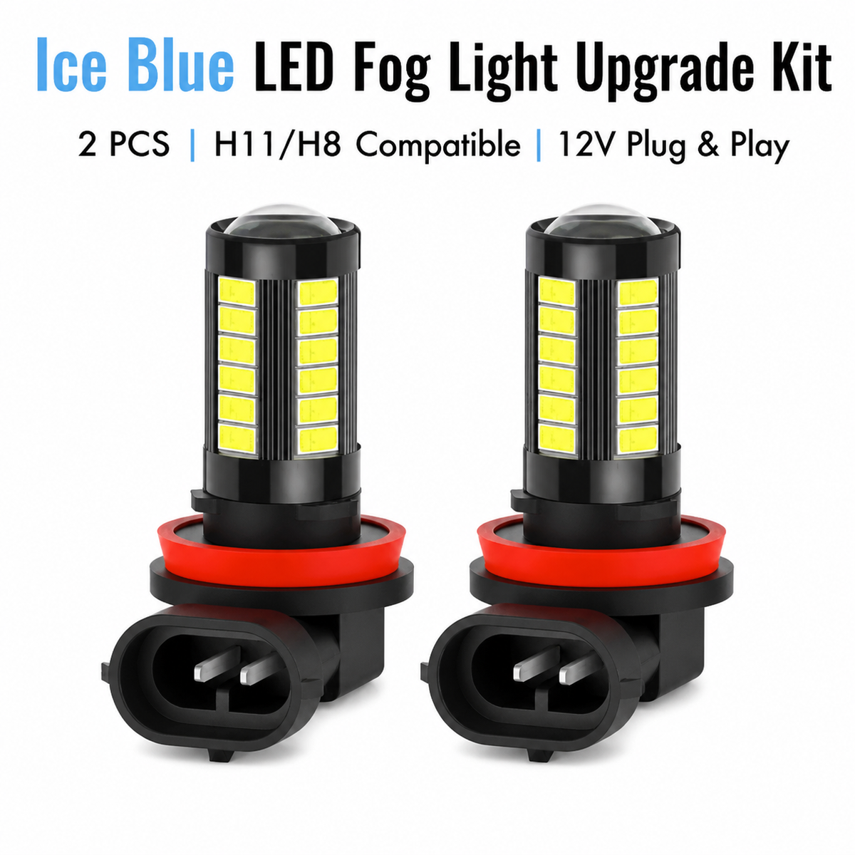 2 PCS H11/H8 ice blue LED fog lamp bulb