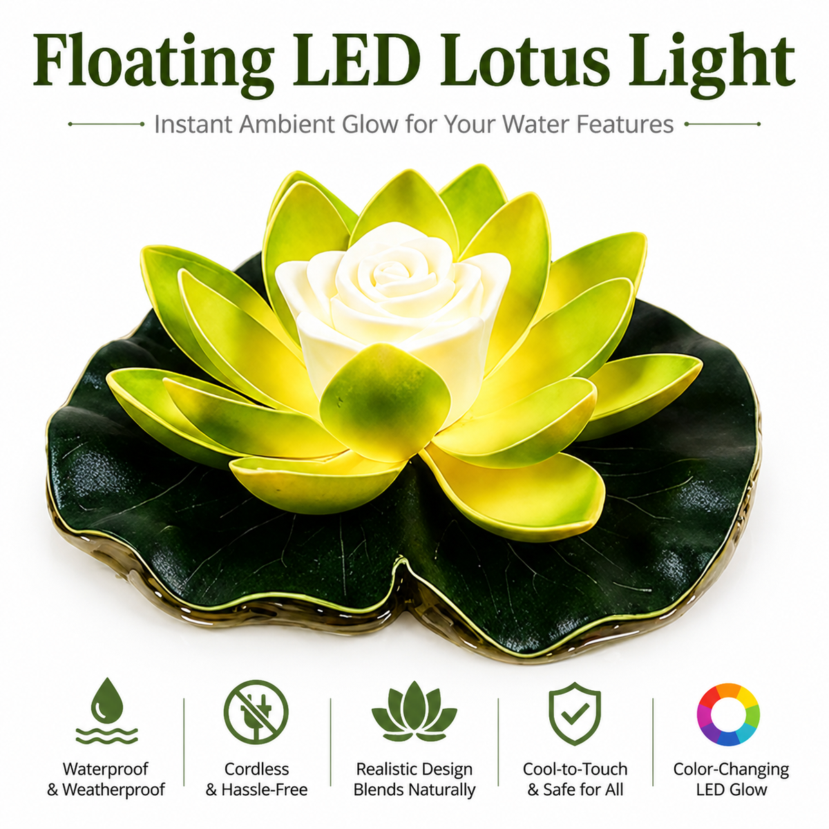 Floating LED lotus lamp