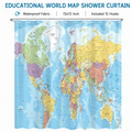 World map shower curtain, 72x72 inches