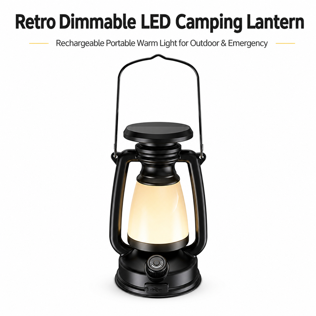 Vintage-style Dimmable LED Camping Lantern