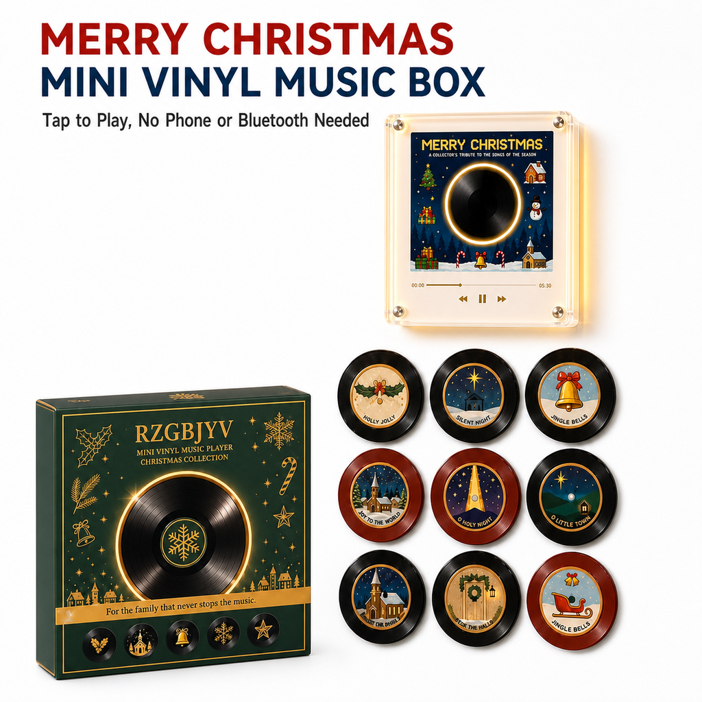 Christmas Mini Vinyl Record Fridge Music Box