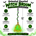 Animated Halloween Broom with Sound and LED Light