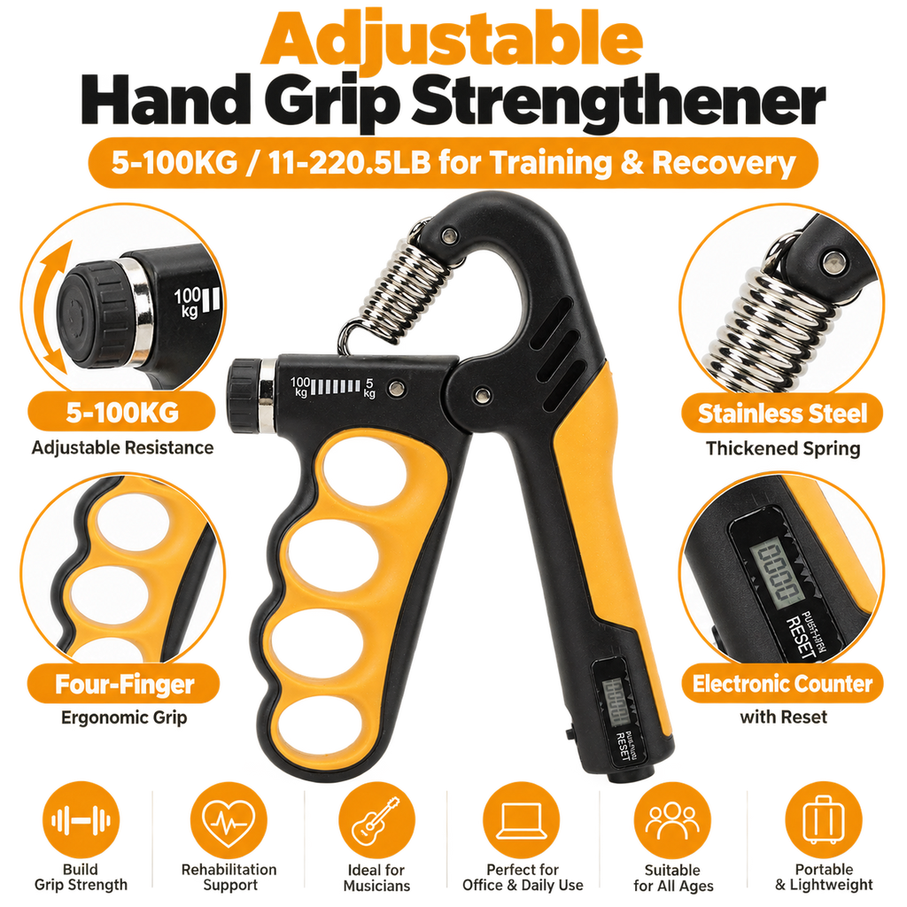 Professional Adjustable-Resistance Hand Gripper