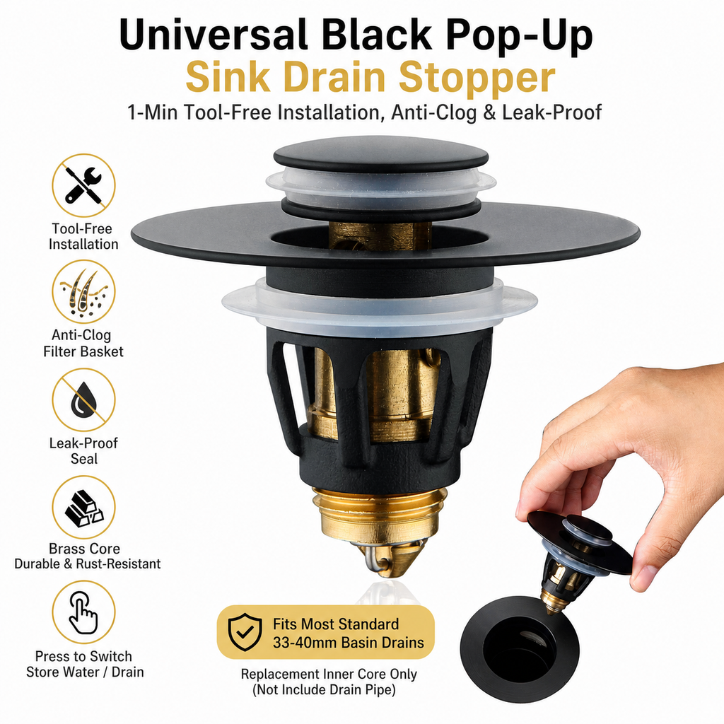 Stainless Steel Pop-up Sink Drain Plug (with Anti-Clog Strainer)