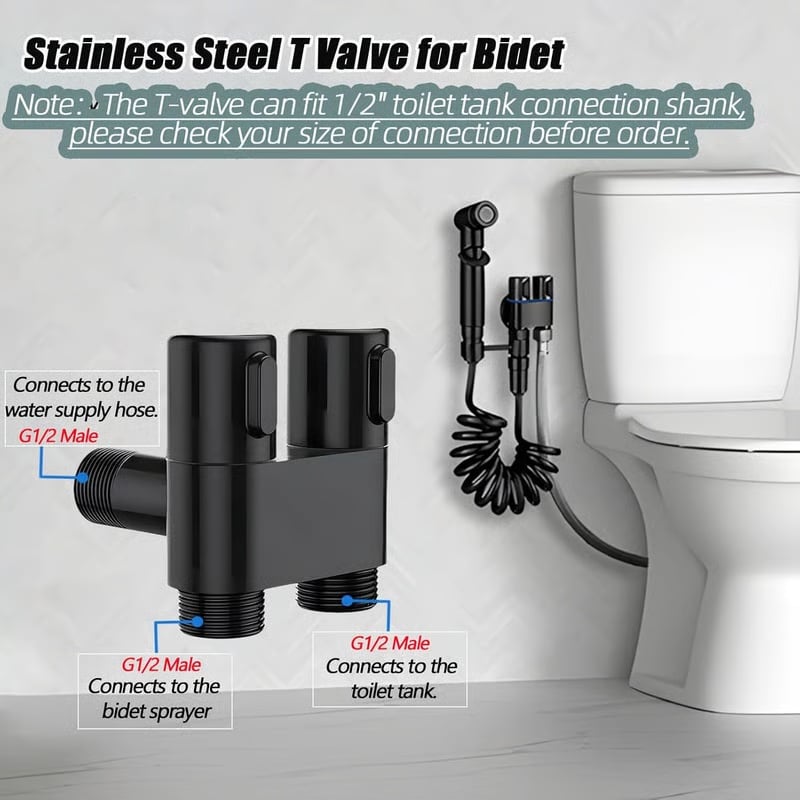 1-In-2-Handheld Out Dual Control Valve Bidet Sprayer for Toilet