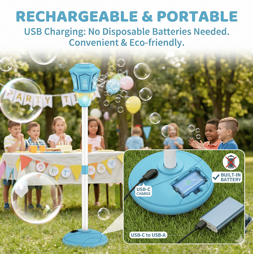 Automatic Bubble Machine for Kids – Bubble Maker with Lights