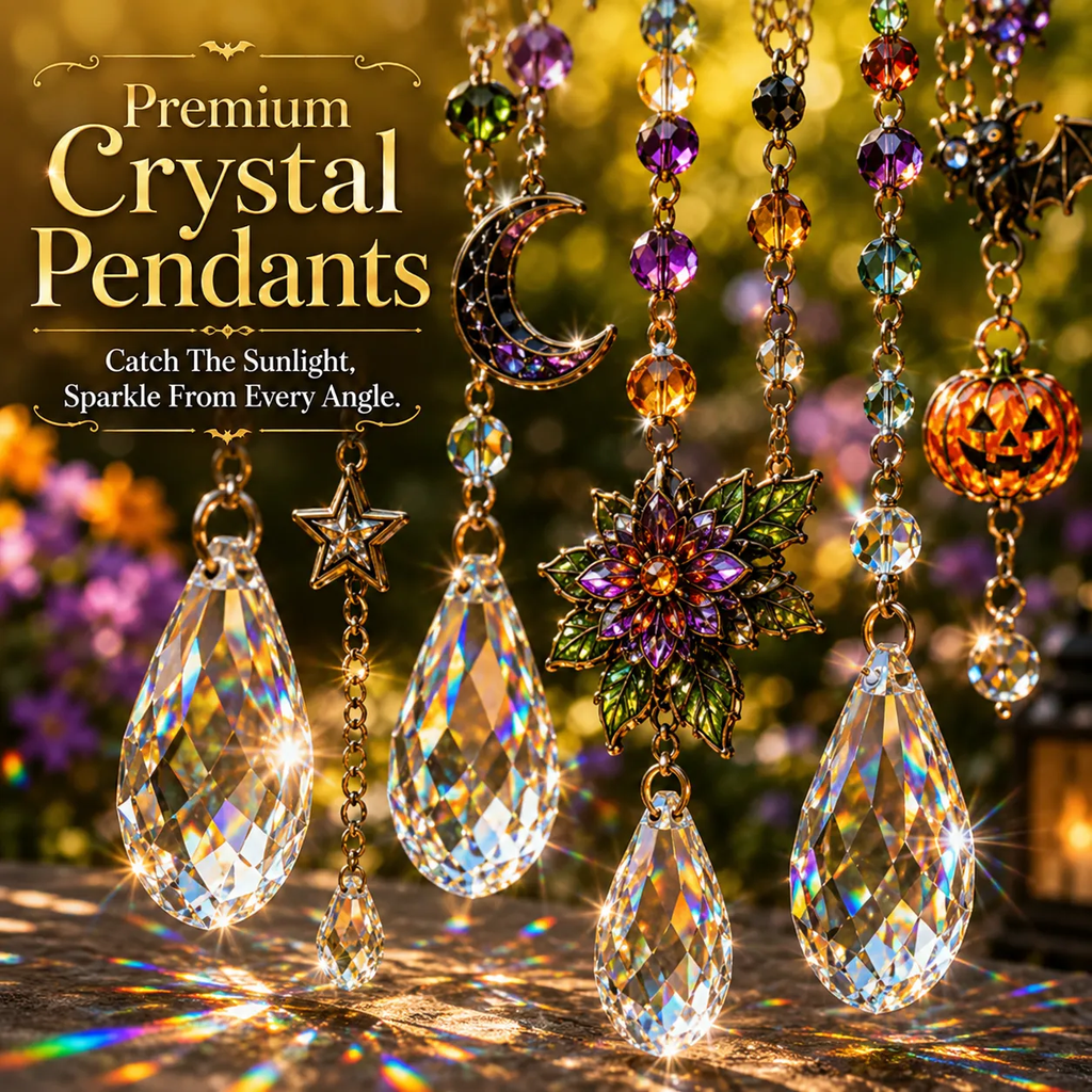 🎃💎Halloween Crystal Wind Chime – Colorful Acrylic Hanging Garden Decoration