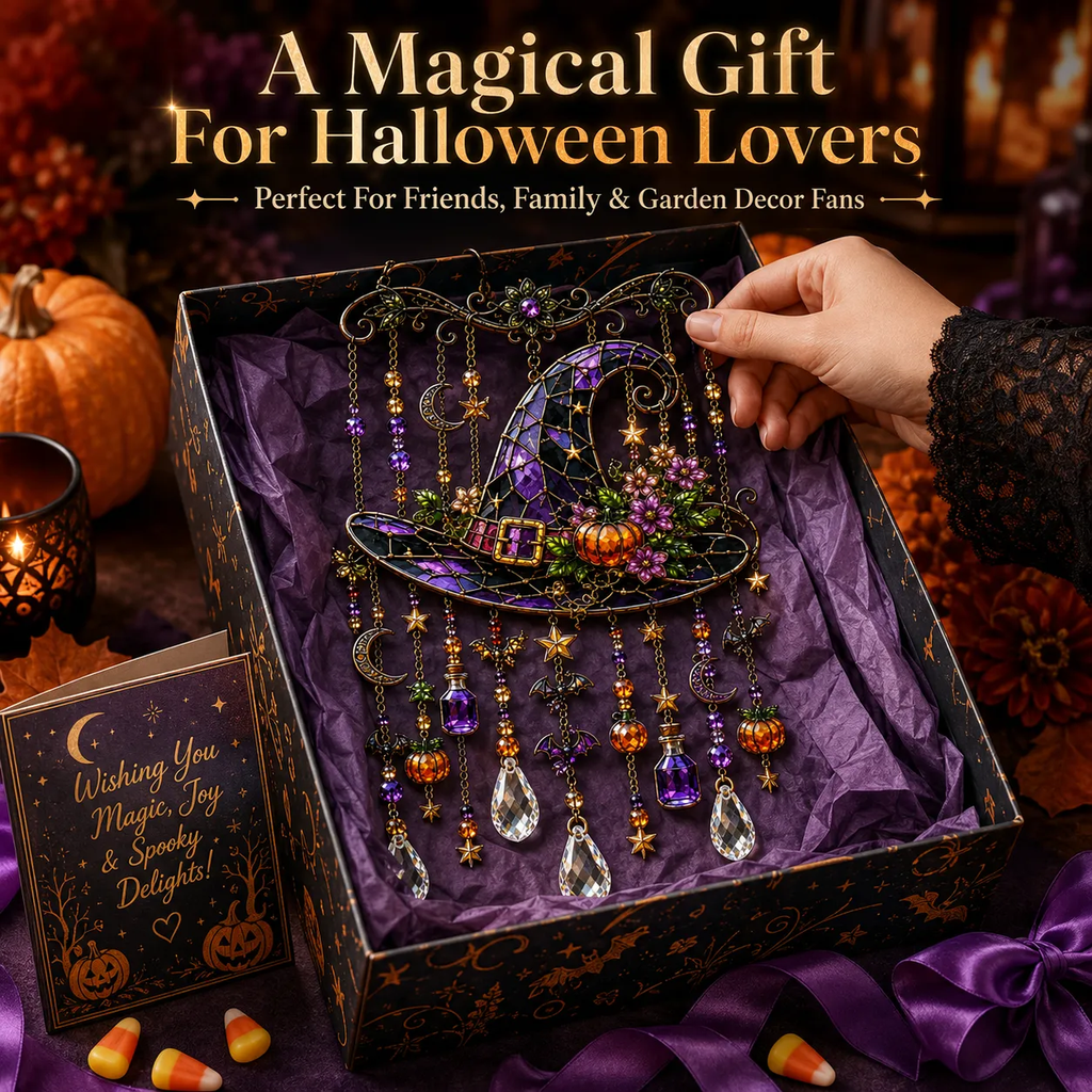🎃💎Halloween Crystal Wind Chime – Colorful Acrylic Hanging Garden Decoration