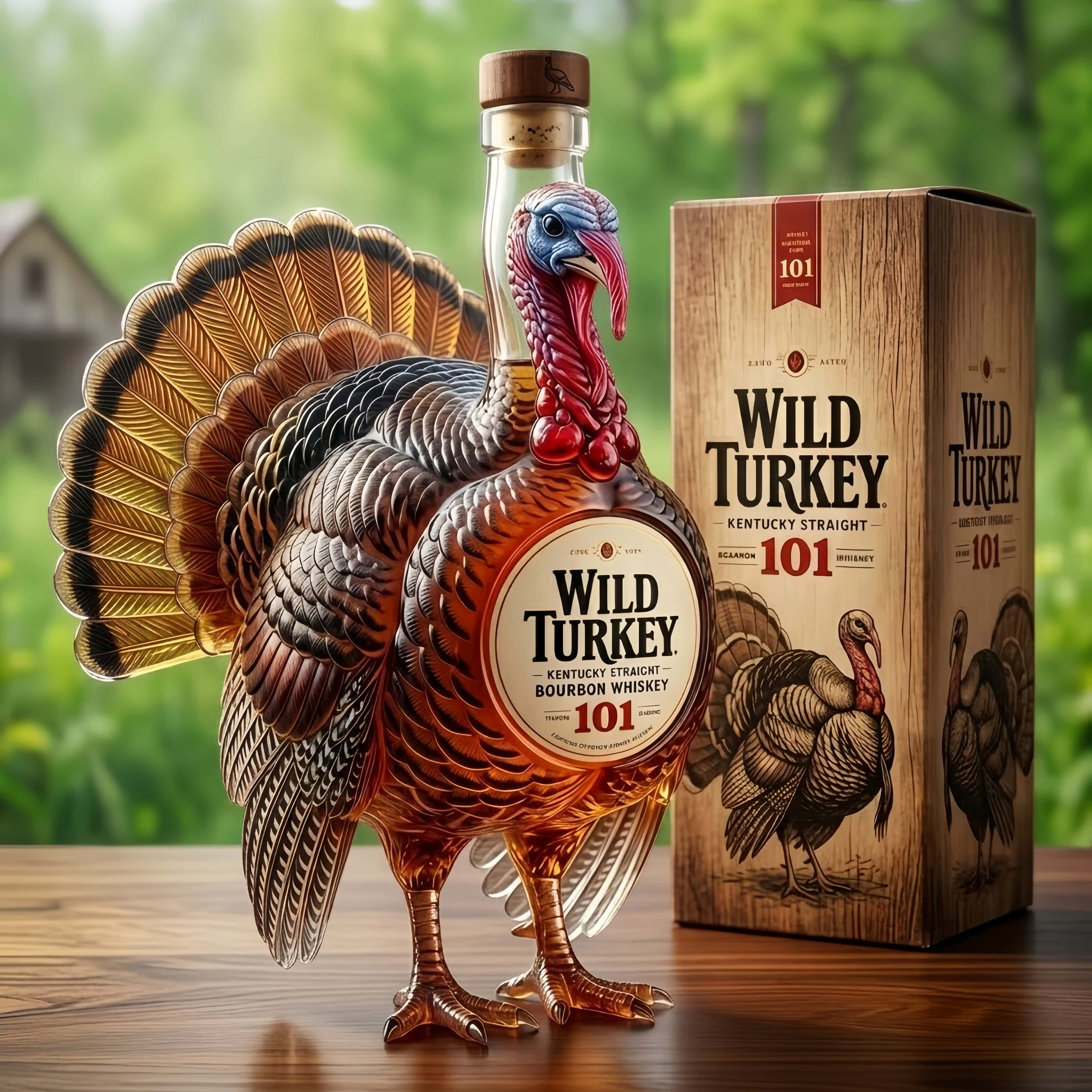 Wild Turkey 101 3D Sculpted Turkey Whiskey Bottle