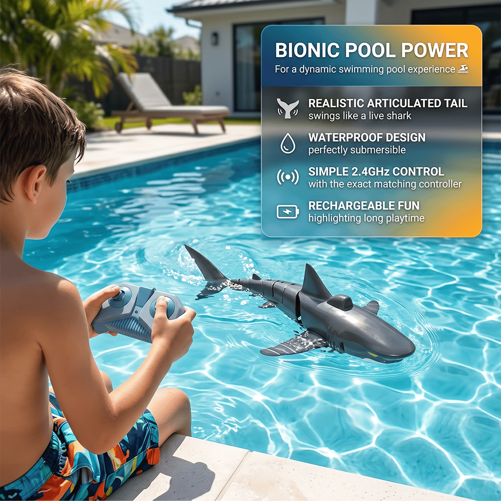 🦈💦2.4G Remote Control Shark Toy – Realistic Swimming RC Shark for Kids