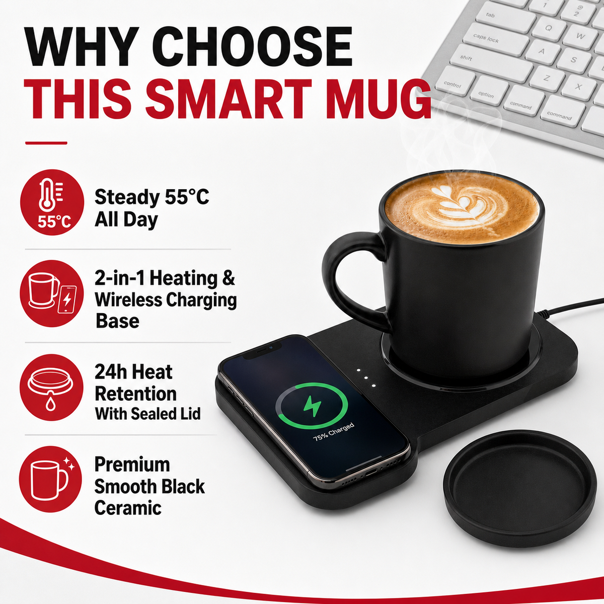 Black Smart Thermal Mug