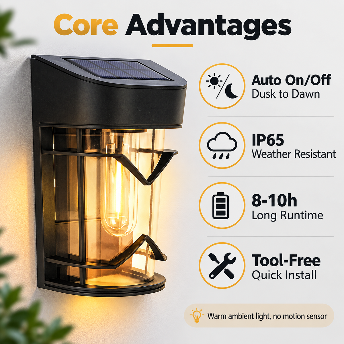 Light-controlled solar wall lamp