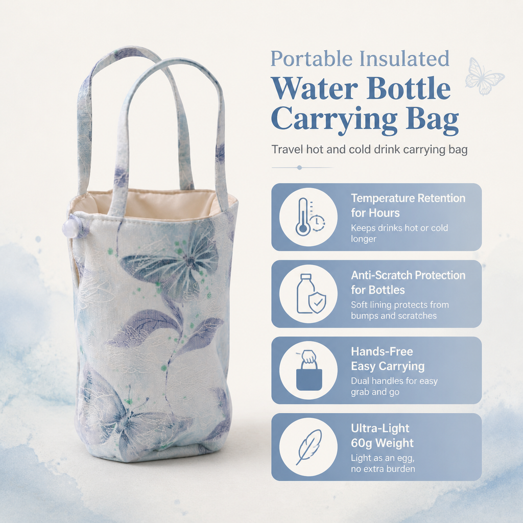 Portable insulated water bottle storage bag