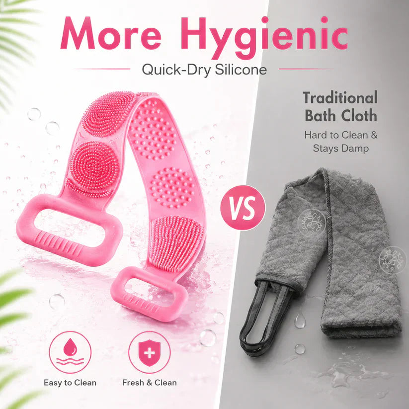 🛁 Double-Sided Silicone Back Scrubber – Long Exfoliating Bath Brush
