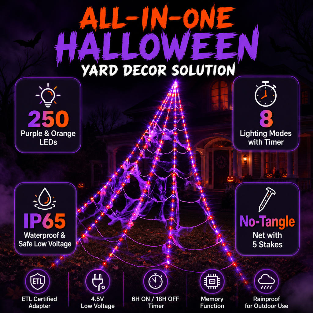 Halloween Spiderweb String Lights