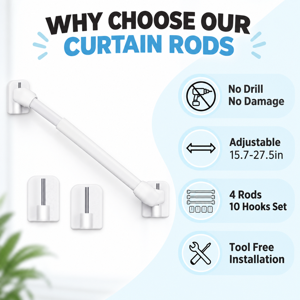 4-Piece Telescopic Tension Rod Set