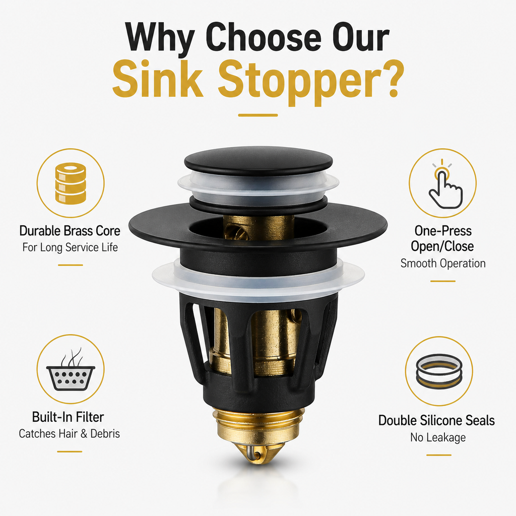 Stainless Steel Pop-up Sink Drain Plug (with Anti-Clog Strainer)