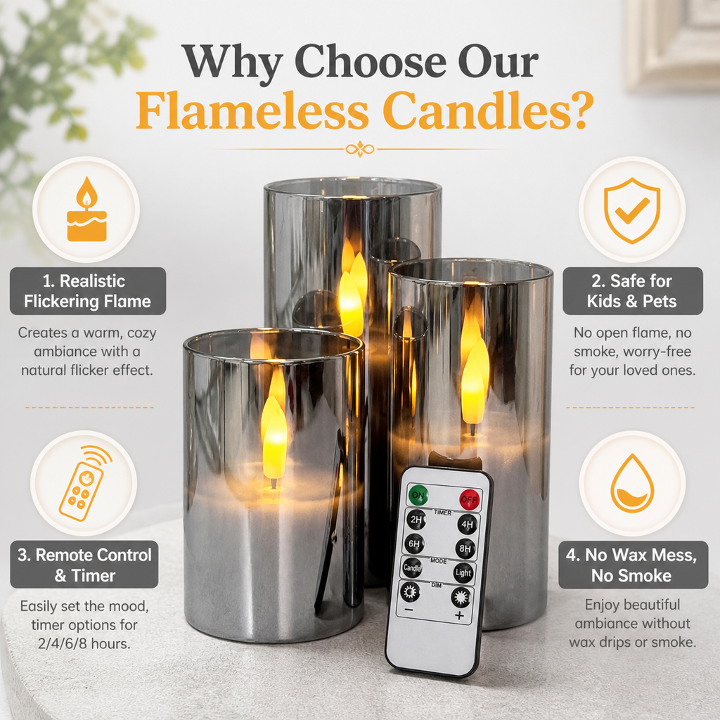 Three-piece LED electronic candle set
