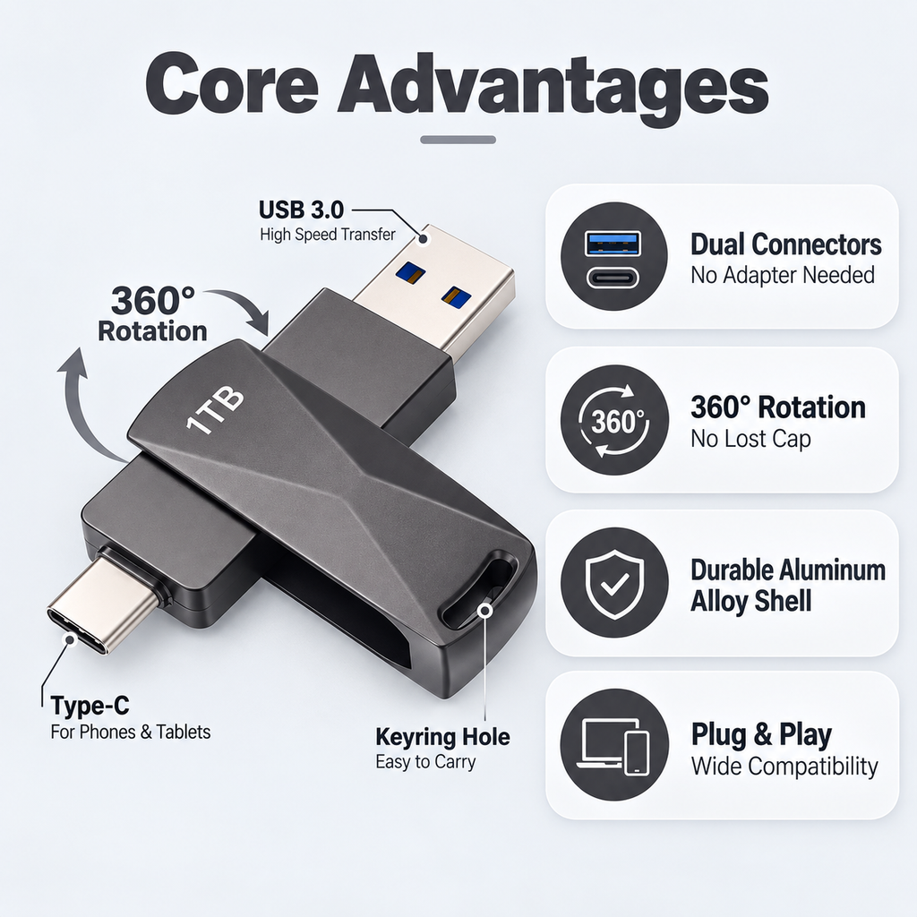 Dual interface U disk Type-c+USB 3.0 U disk