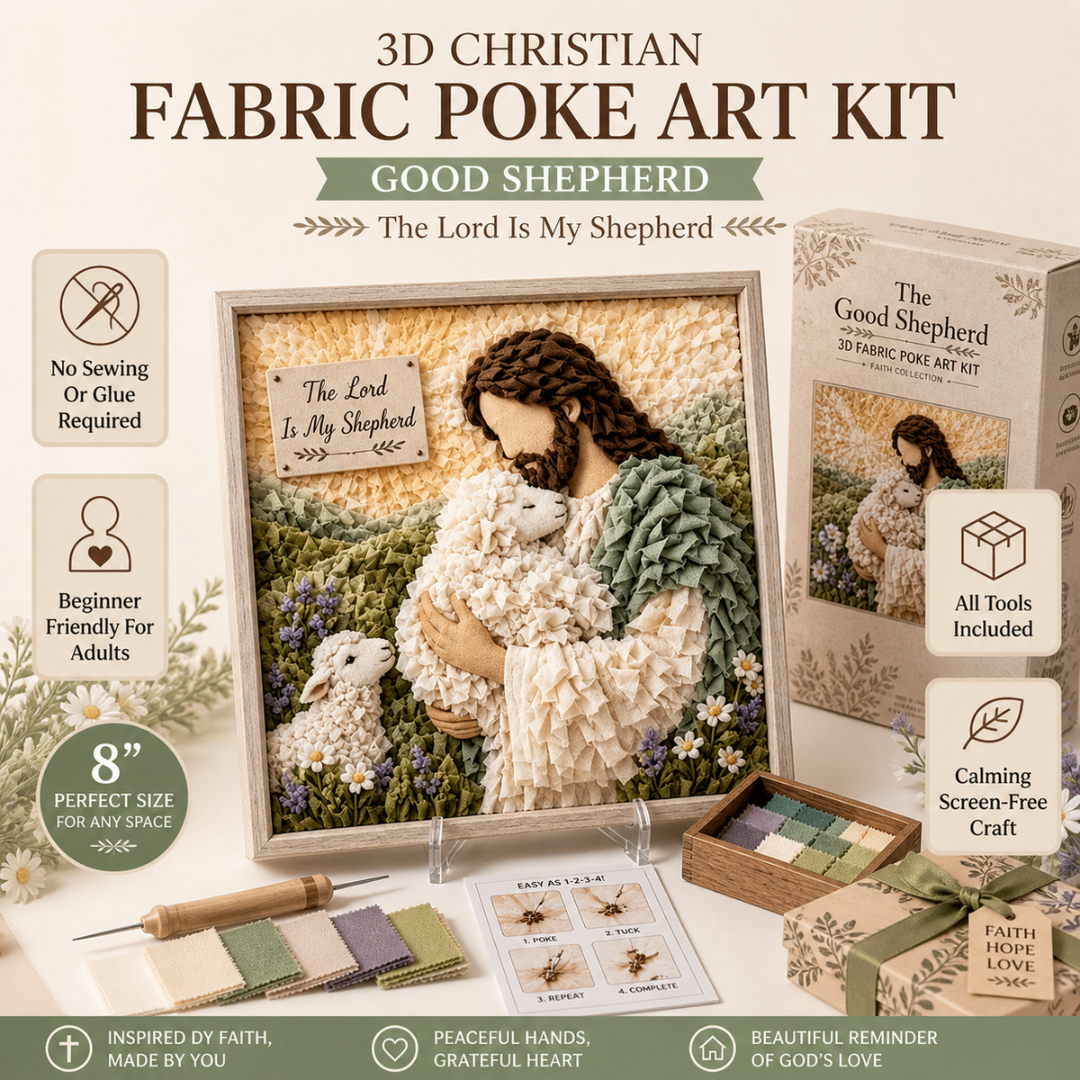 3D Christian Fabric Poke Art Kit