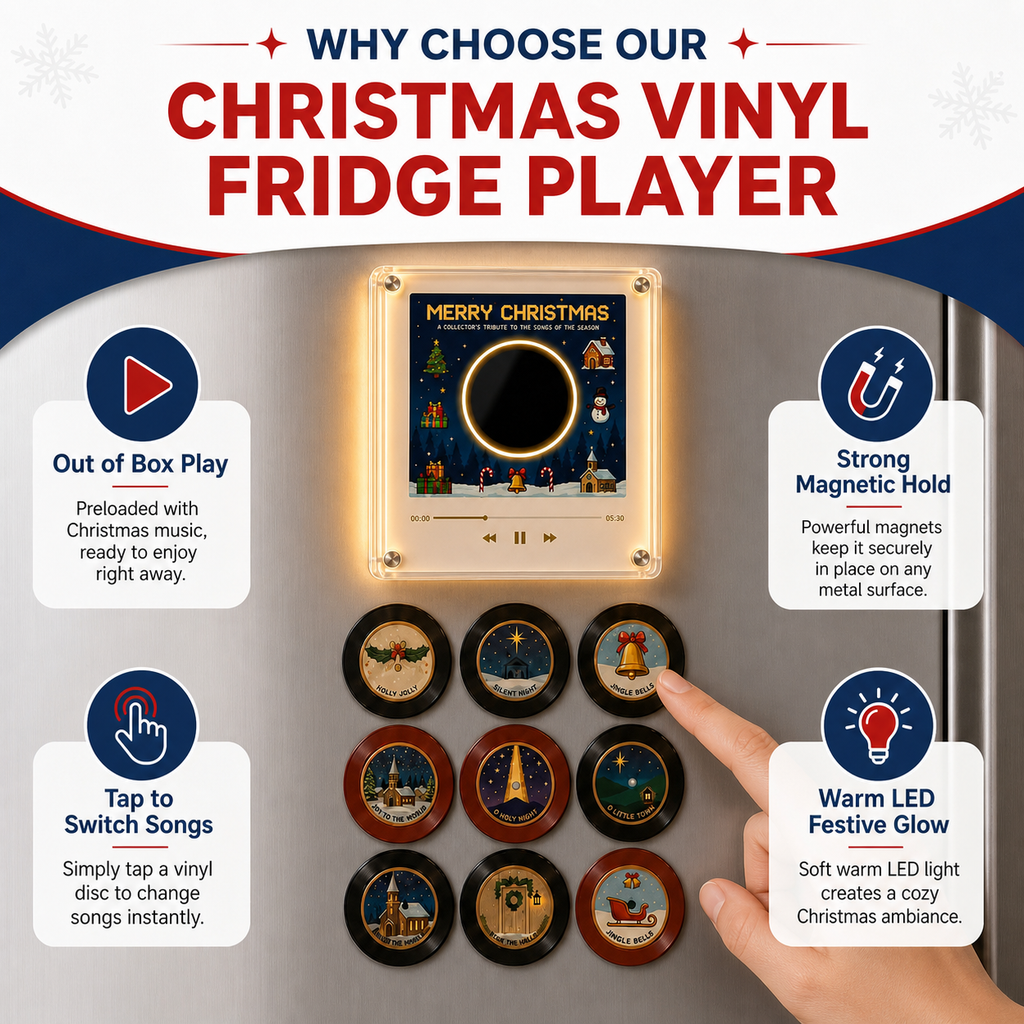 Christmas Mini Vinyl Record Fridge Music Box