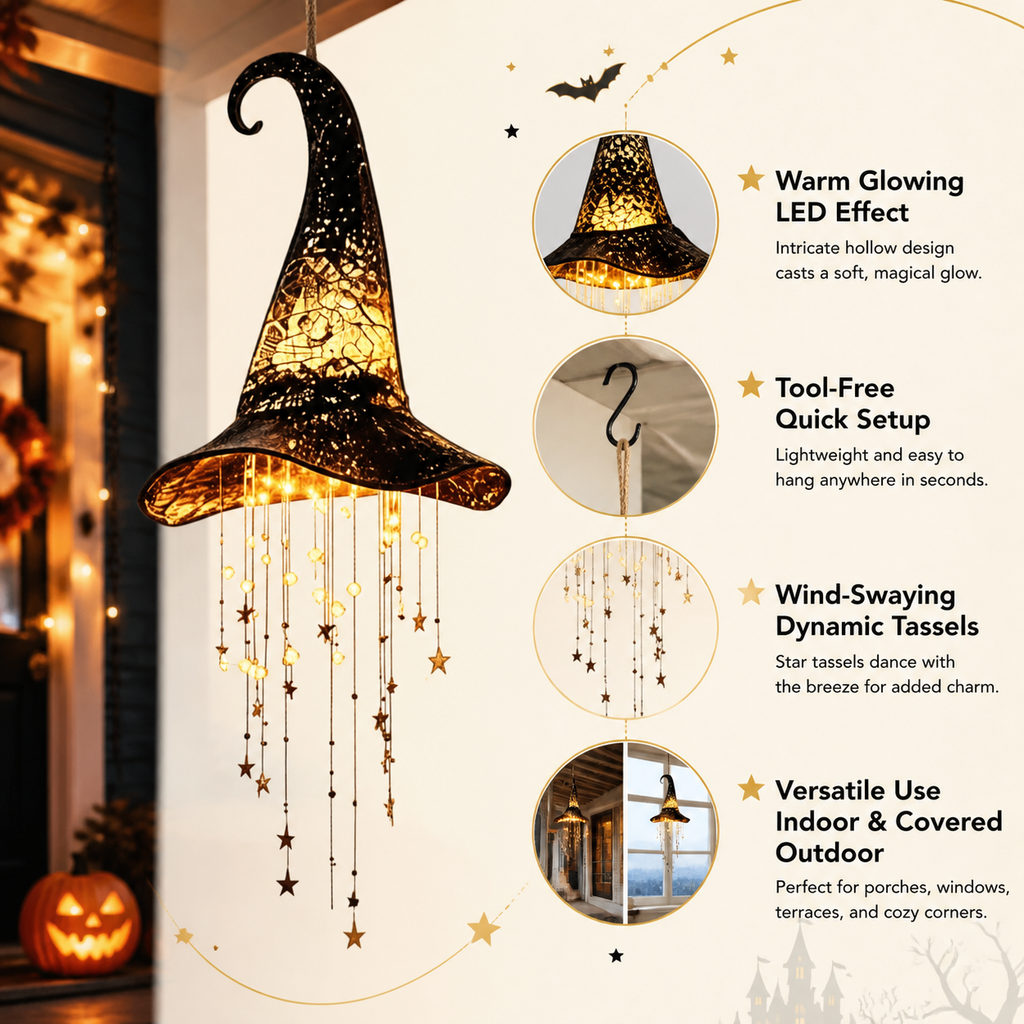 Glowing Star Tassel Witch Hat Ornament