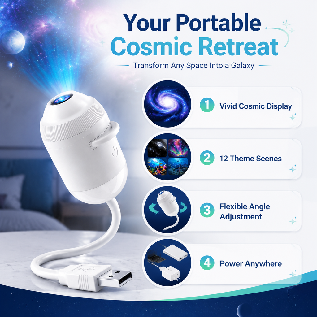 Holographic Galaxy Starry Night Light Projector