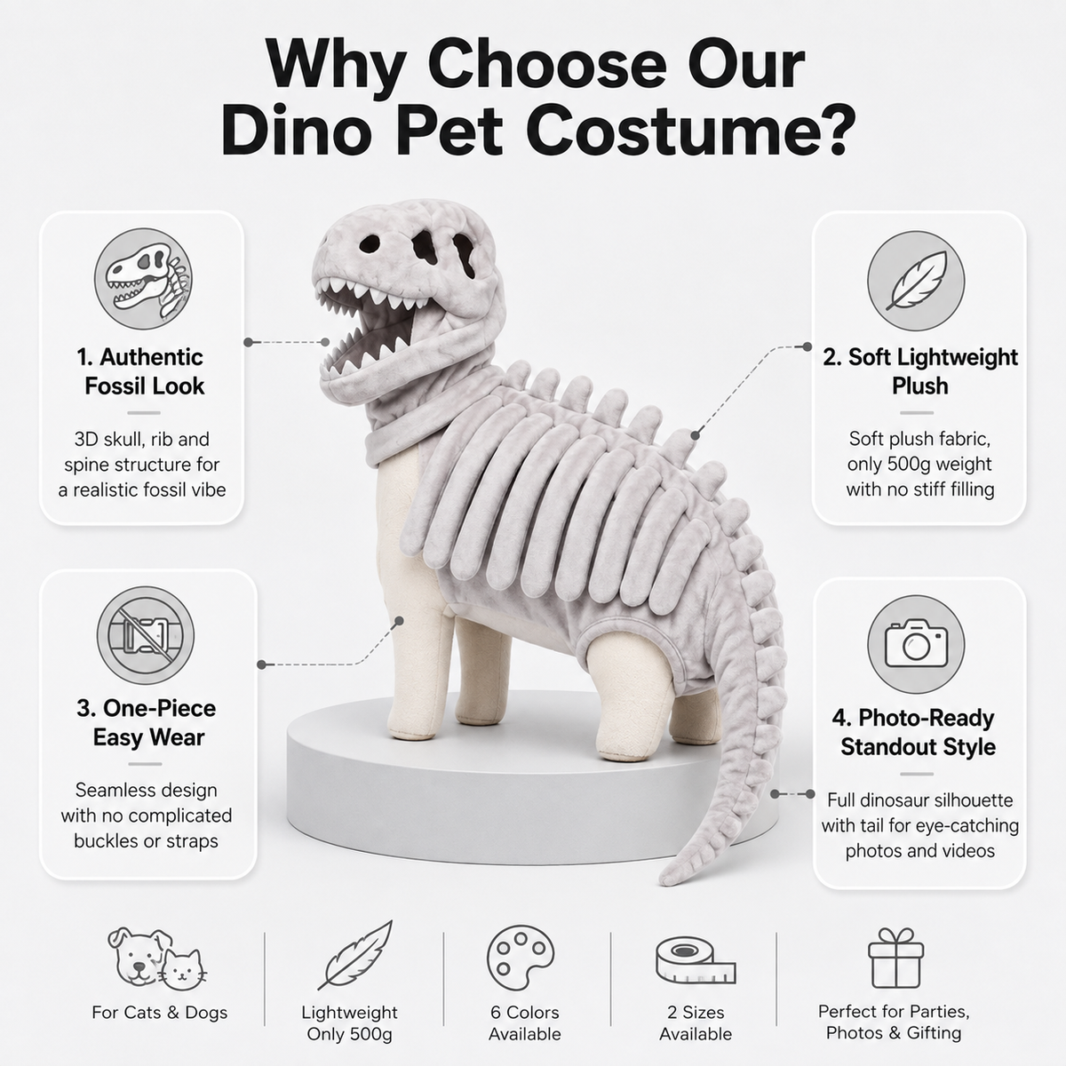 Pet Dinosaur Costume for Dogs Cats