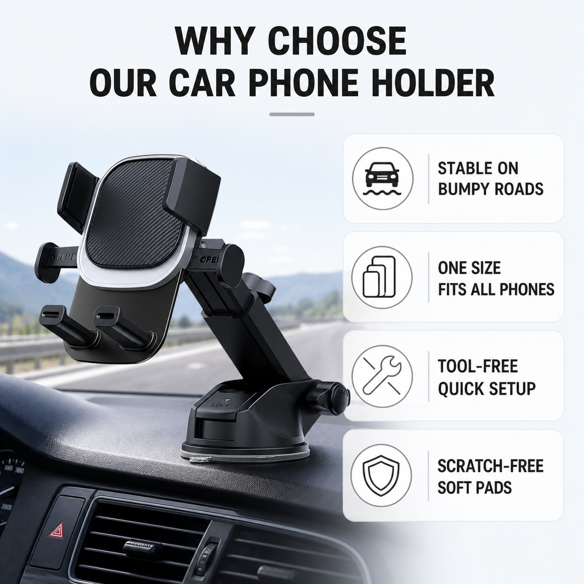 Telescopic car phone holder