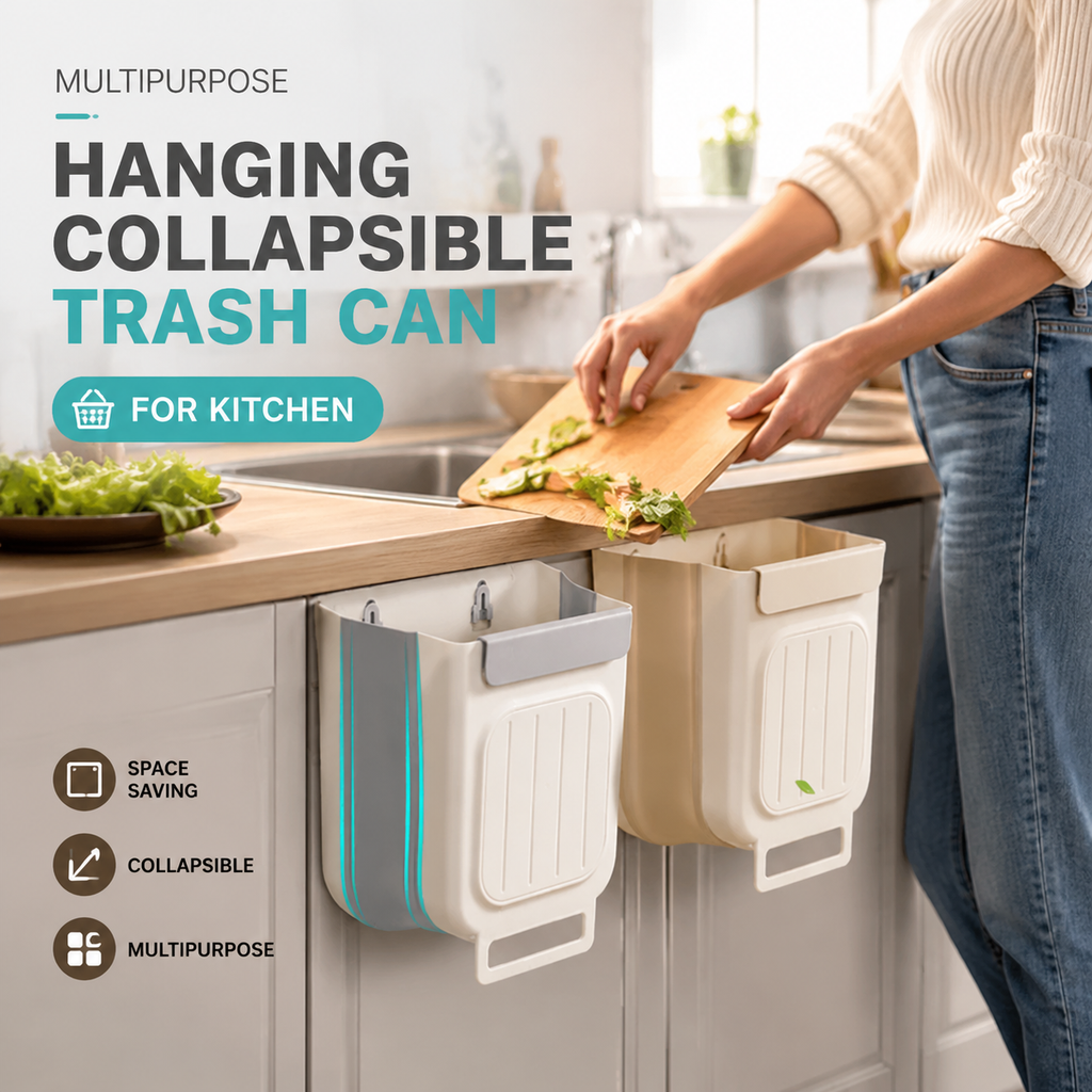 Multipurpose Hanging Collapsible Trash Can for Kitchen