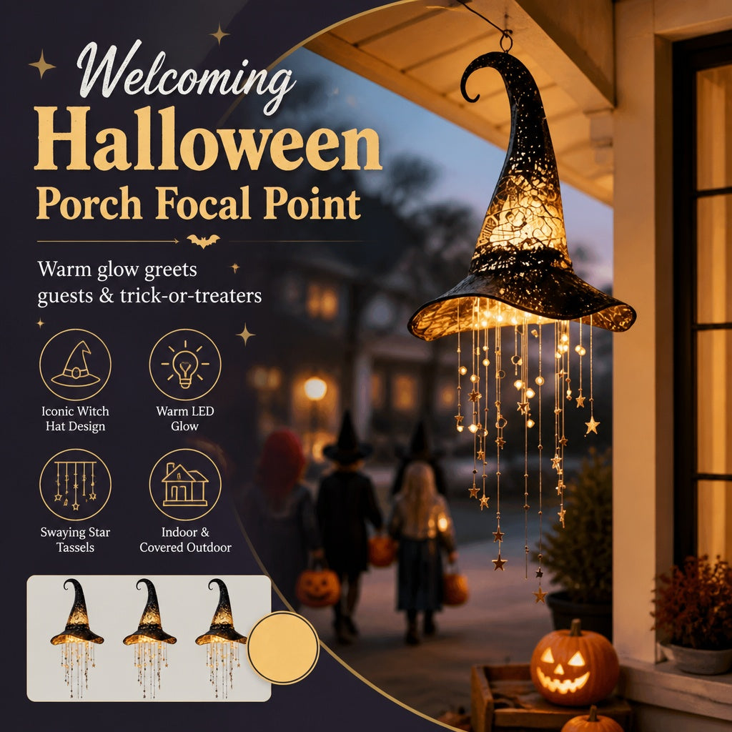 Glowing Star Tassel Witch Hat Ornament
