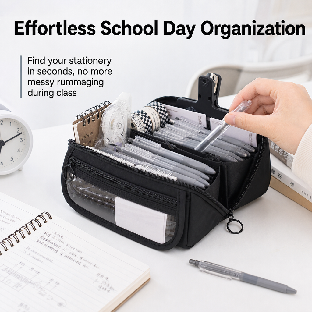 Large-capacity 9-layer transparent pencil case